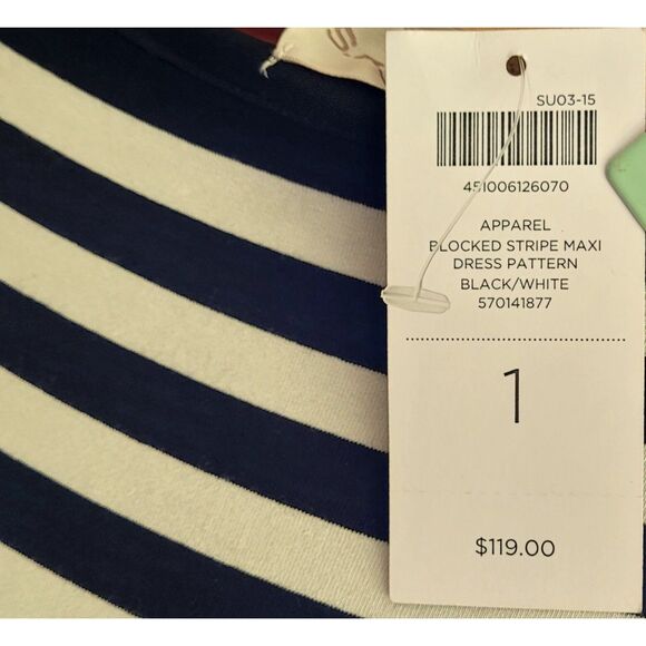 Chico's Women's Black White Striped Maxi Dress Shift - Size 1 - Picture 7 of 7